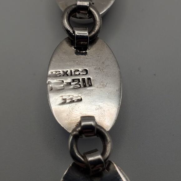 Vintage Taxco Mexico 925 Sterling Silver Multi Gemstone Bracelet 7 Inch 8 Gems - Picture 10 of 11
